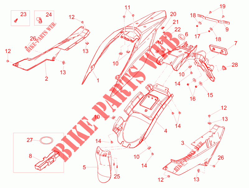 Rear body voor Aprilia RX 125 E4 2018