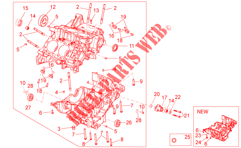 Crank case I voor Aprilia RSV4 1000 APRC Factory STD - SE 2011