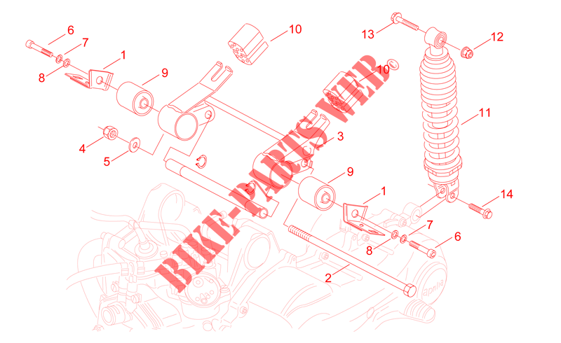 Connecting rod and shock absorber voor Aprilia Sonic H2O 1998