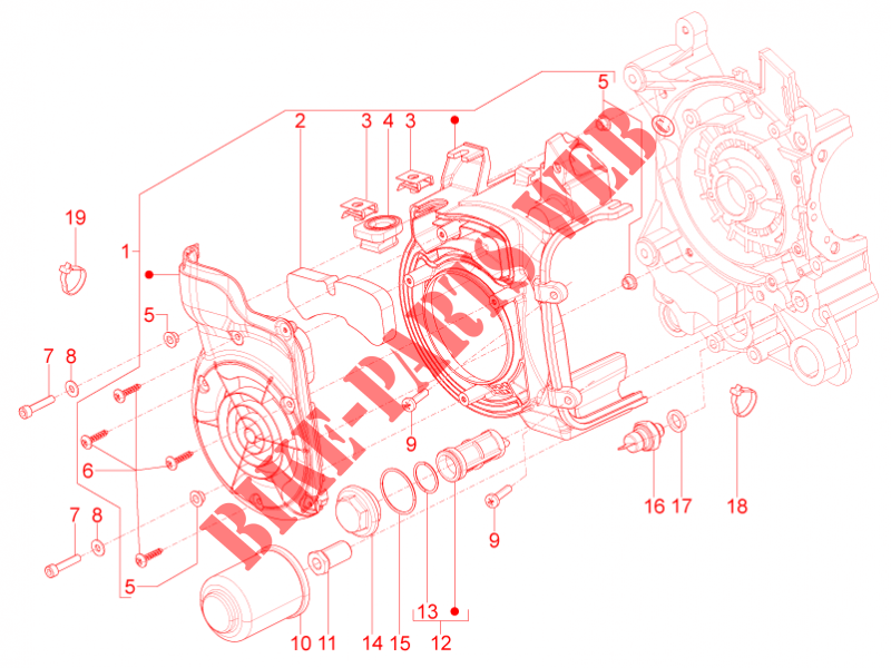Deksel magneetvliegwiel   Oliefilter voor Aprilia SR Motard 4T E3 2014