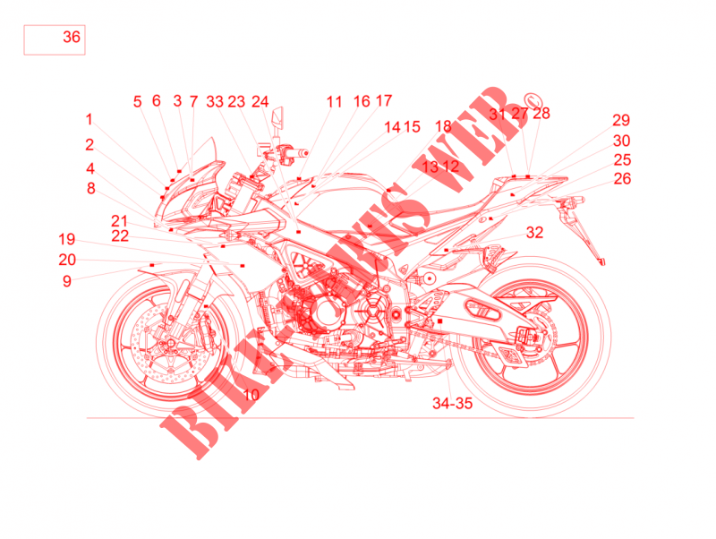 Plate set and decal voor Aprilia Tuono V4 Factory 2015